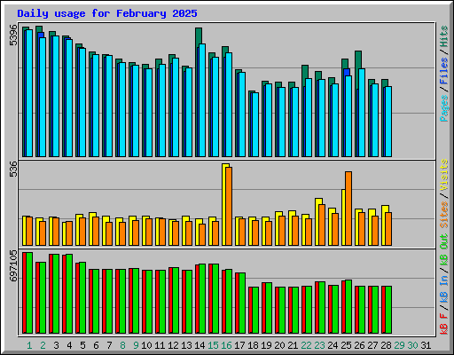 Daily usage for February 2025